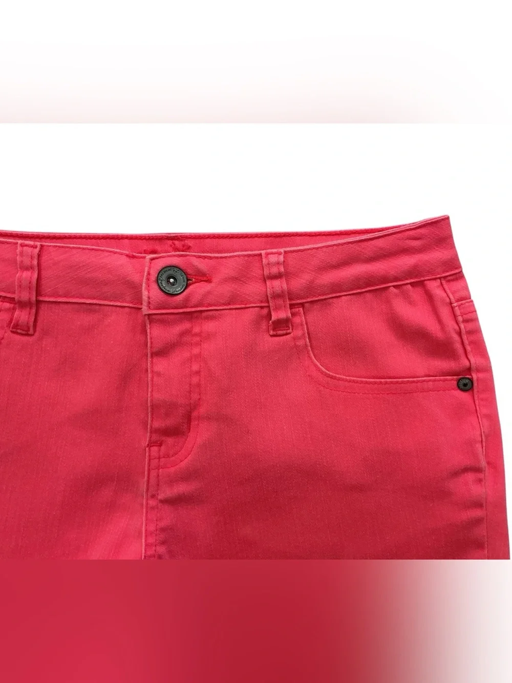 Justice Girls Pink Twill Denim Shorts Size 14.5 Plus Stretch Mid Rise NWT